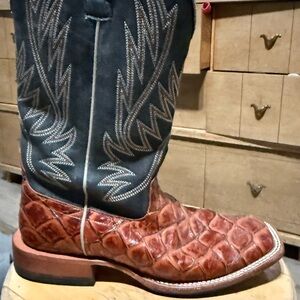 Men's Exotic Leather Cowboy Boots in Brown and Black
